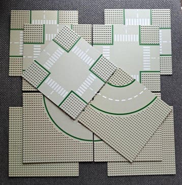 Lego - Legoland - 301-1, 6304-1 - 10 Road Plates jaren 80 -, Nieuw
