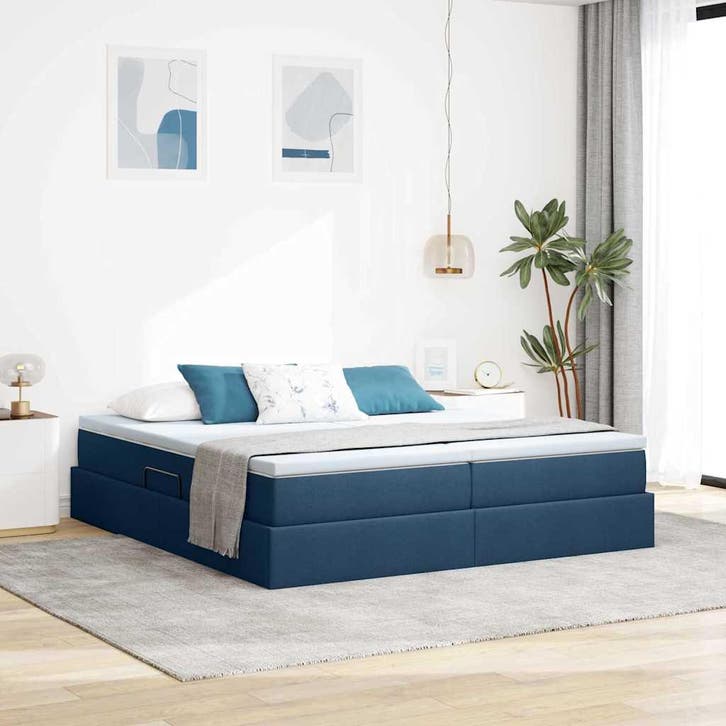 vidaXL Opbergbed met matras met matras Blauw 180 x 200 cm, Huis en Inrichting, Slaapkamer | Bedden, Nieuw, Verzenden