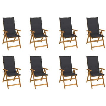 vidaXL Inklapbare stoelen 8 st met kussens massief, Verzenden