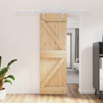 vidaXL Schuifdeur Natuurlijk en Wit 70 x 210 cm Massief Pine, Verzenden