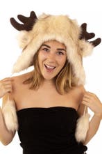 Eland Muts Touwtjes Gewei Bontmuts Oortjes Bont Kerst Bruin, Ophalen of Verzenden, Nieuw