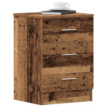 vidaXL Nachtkastje 38x35x55 cm bewerkt hout oud houtkleurig, Verzenden, Nieuw