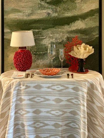 Nappe ottomane, imprimé ikat pour grandes tables, couleurs