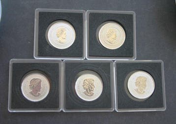 Canada. 1 Dollar 2011-2021 (Lot of 5 Silver coins) - 0.999