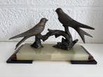 Sculpture, Art Deco sculptuur met twee vogels op tak – op, Antiquités & Art