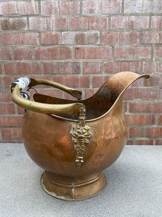 Openhaard accessoire (6) - Porselein, Koper, Messing -, Antiquités & Art, Curiosités & Brocante