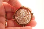 Broche - 18 karaat Geel goud, Shell - Parel - Victoriaans