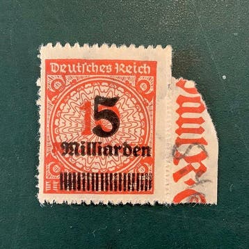 Duitse Rijk 1923 - 5 miljarden met zaagtanding met locale, Gestempeld