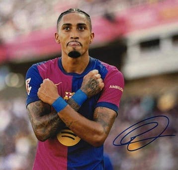 FC Barcelona - Raphinha - Gesigneerde foto 28×35 cm - met, Nieuw