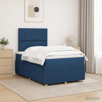 vidaXL Boxspringbed met matras met hoofdeinde Blauw 120 x, Verzenden