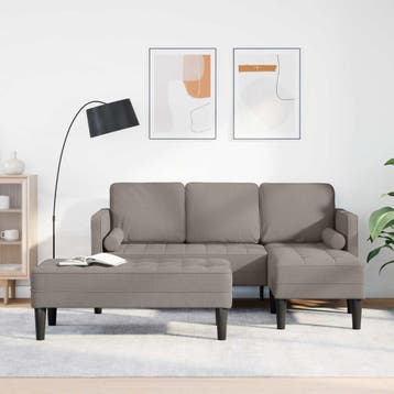 vidaXL bank / zetelstel met kussen 2 pcs Taupe Polyester, Huis en Inrichting, Zetels | Zetels, Verzenden, Nieuw