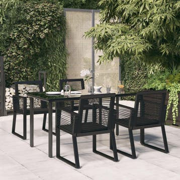 vidaXL 5-delige Tuinset PVC-rattan zwart, Tuin en Terras, Verzenden, Nieuw, Tuinset