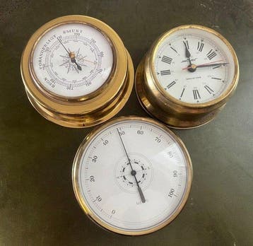 Maritieme objecten (3) - Messing- Vintage 3-delige maritieme