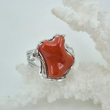 Koraal - Zilver - Ring - CORALLO MEDITERRANEO