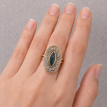 Ring - 18 karaat Geel goud, Witgoud - 1.02ct. tw. Saffier -, Nieuw