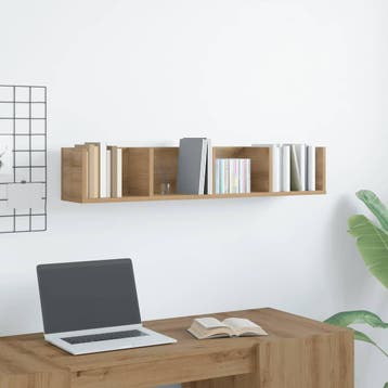vidaXL CD-wandschap 100x18x18 cm bewerkt hout artisanaal, Verzenden, Nieuw