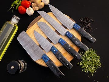 Keukenmes - Kitchen knife set - Lx 229 - Staal, Hout,