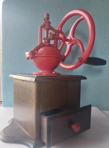 Koffiemolen - Gietijzer, Kastanje - Oude stijl