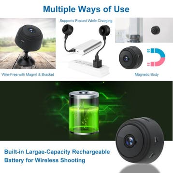 Wifi mini camera magneet magnetisch FULLHD + APP *zwart*, Verzenden, Nieuw