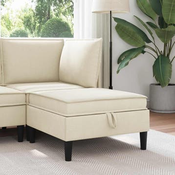 vidaXL Sofa Kruk met Opbergruimte Crèmekleurig Fluweel, Verzenden, Nieuw