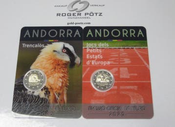 Andorra 2 x 2 Euro 2025 Gedenkmunten Bartgeier en Kleinst..., Verzenden, België