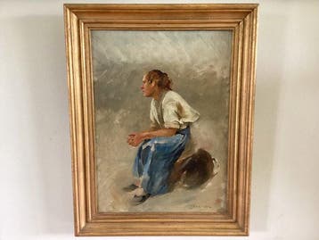 August Hagborg (1852-1921) - Fisher women, Antiek en Kunst