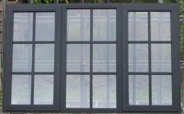 pvc raam , chassis ,venster 215 x 137 zwart ral 9005, Kunststof, Raamkozijn, Nieuw, Ophalen of Verzenden