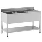 Spoeltafel | STANDARD LINE EVO | RVS | 2 Spoelbakken, Zakelijke goederen, Horeca | Keukenapparatuur, Verzenden, Nieuw in verpakking