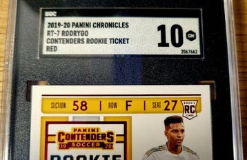 2019/20 Panini Contenders Rodrygo RT-7 Carte Rookie, Graded, Nieuw
