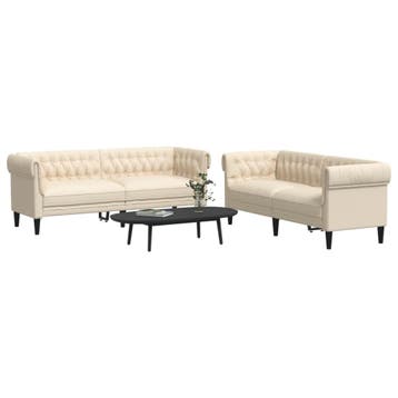 vidaXL 2-delige Loungeset stof crèmekleurig, Verzenden, Nieuw