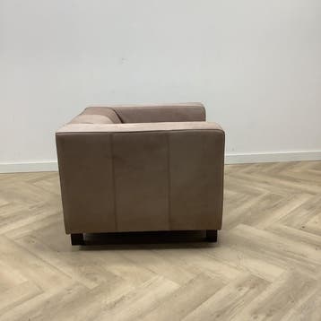 fauteuil (hxbxd) 67x103x87 cm, taupe - bruin leer, Huis en Inrichting, Stoelen, Gebruikt, Eén