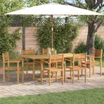 vidaXL Tuin Eettafel Set 7 pcs Bruin Massief Teakhout, Verzenden, Nieuw