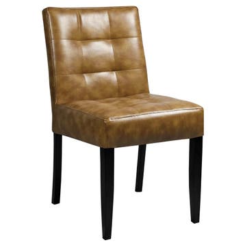 Stoel | DEX | Kunstleer/Hout | Ary Cognac | Wengé Poten |, Verzenden
