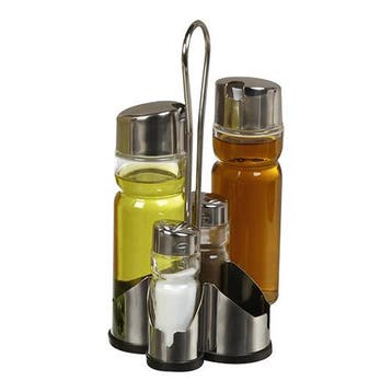 Menage | 4-delig | RVS/Glas | 220(h)mm EMGA, Verzenden