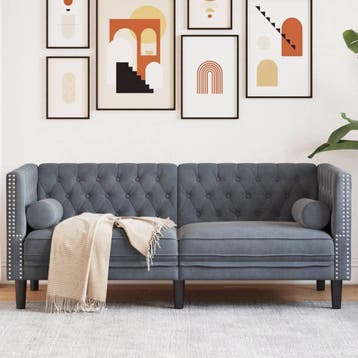 vidaXL Tweezitsbank Chesterfield-stijl en bolsters fluweel, Verzenden