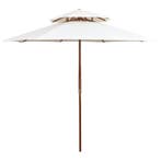 vidaXL Dubbeldekker parasol 270x270 cm houten paal crèmewit, Tuin en Terras, Verzenden, Nieuw