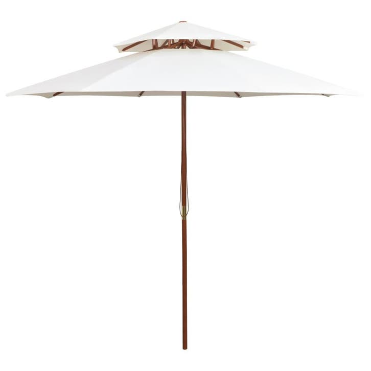 vidaXL Dubbeldekker parasol 270x270 cm houten paal crèmewit, Jardin & Terrasse, Parasols, Envoi