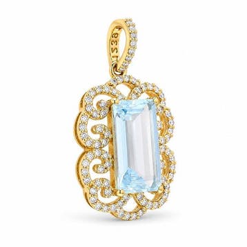 Pendentif - 14 carats Or jaune - 2.12ct. tw. Aigue-marine -