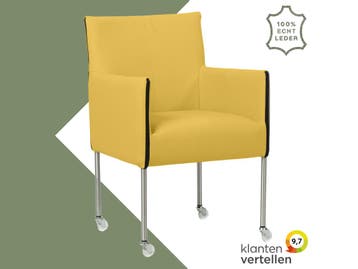 Leren eetkamerstoel More - Toledo Giallo (geel) - Poten, Huis en Inrichting, Overige kleuren, Bohemian, Industrieel, Modern, Scandinavisch