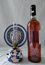 Petroleumlamp - Olielamp - Porselein, Glas