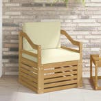 vidaXL Buitensofa Polyester Wit en crèmekleurig, Tuin en Terras, Verzenden, Nieuw