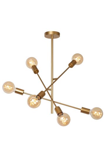 Hanglamp  Lucide LESTER - Plafonnière - 6xE27 - Mat Goud /, Verzenden, Nieuw