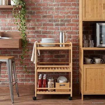 vidaXL Keuken Trolley met Wielen Naturel 46 x 38 x 76 cm, Verzenden, Nieuw