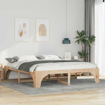 vidaXL Bedframe Bruin 200 x 200 cm Massief grenenhout, Verzenden
