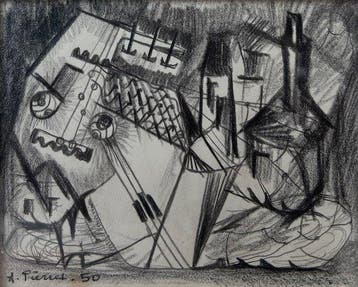 André PIERRET (1929-1992) - Personnage dans un paysage -