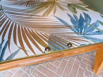 Table de chevet - Ronce de noyer, Bois, Verre - Table de