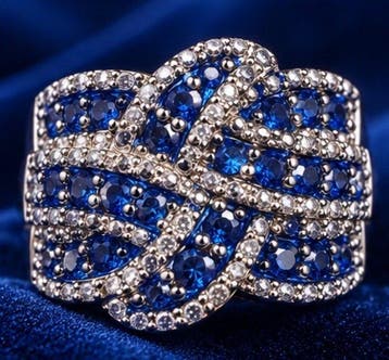 Elegante Regency 925 zilveren blauwe fonkelende knoop, Nieuw