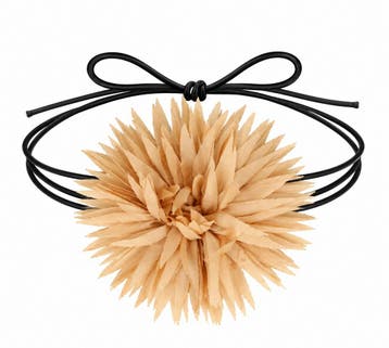 Haarband met Puntige Bloem - Veter Striklint - Beige