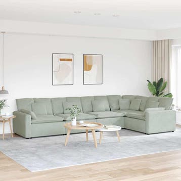 vidaXL Modulaire bank / zetel met kussens fluweel lichtgrijs, Verzenden, Nieuw
