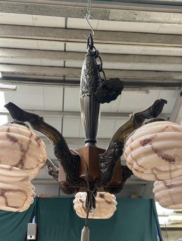 Lustre - Bronze, Laiton - Rare et impressionnant